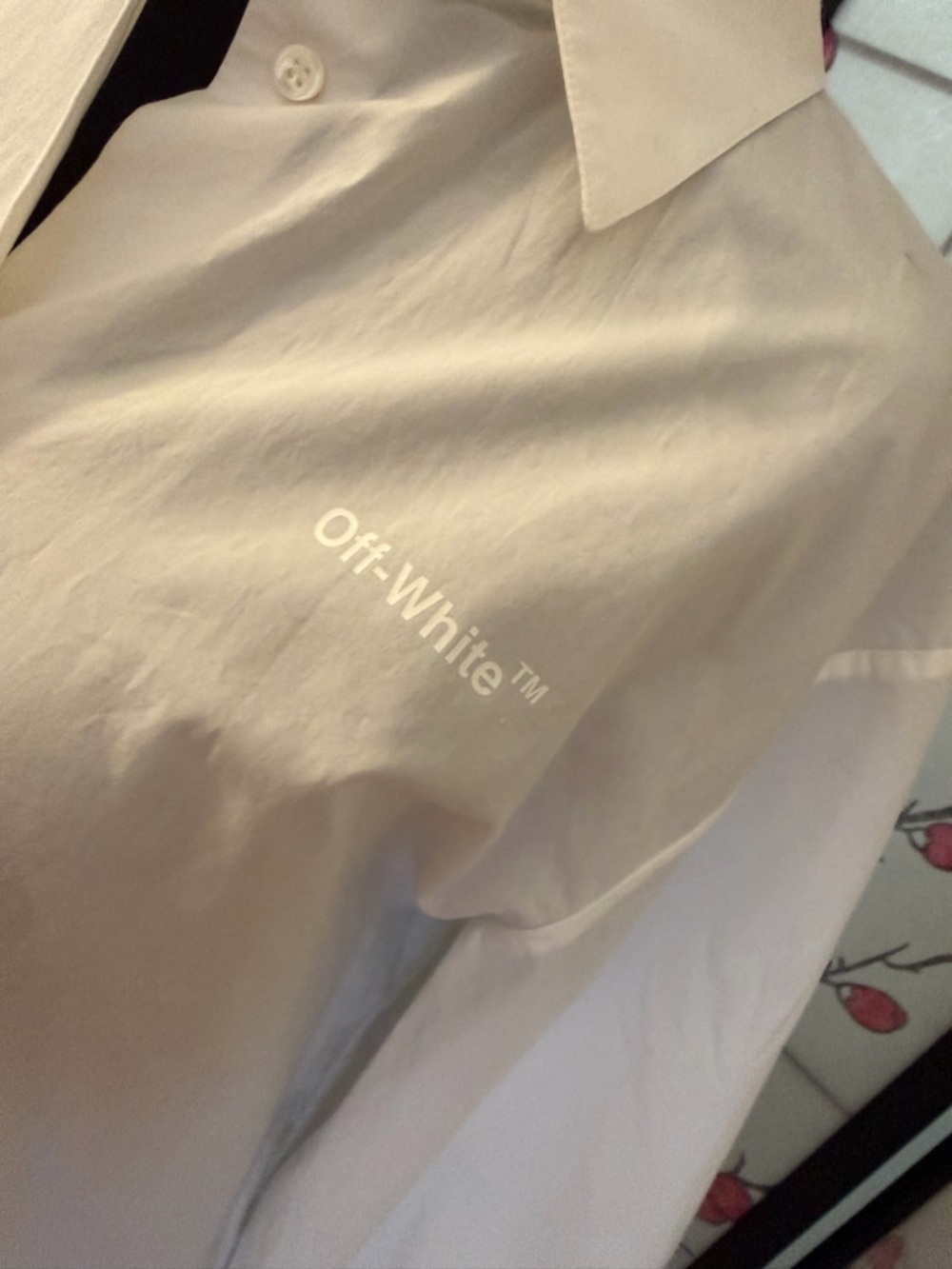 Off-White White Shirt with Red "PERMANENT" Tag